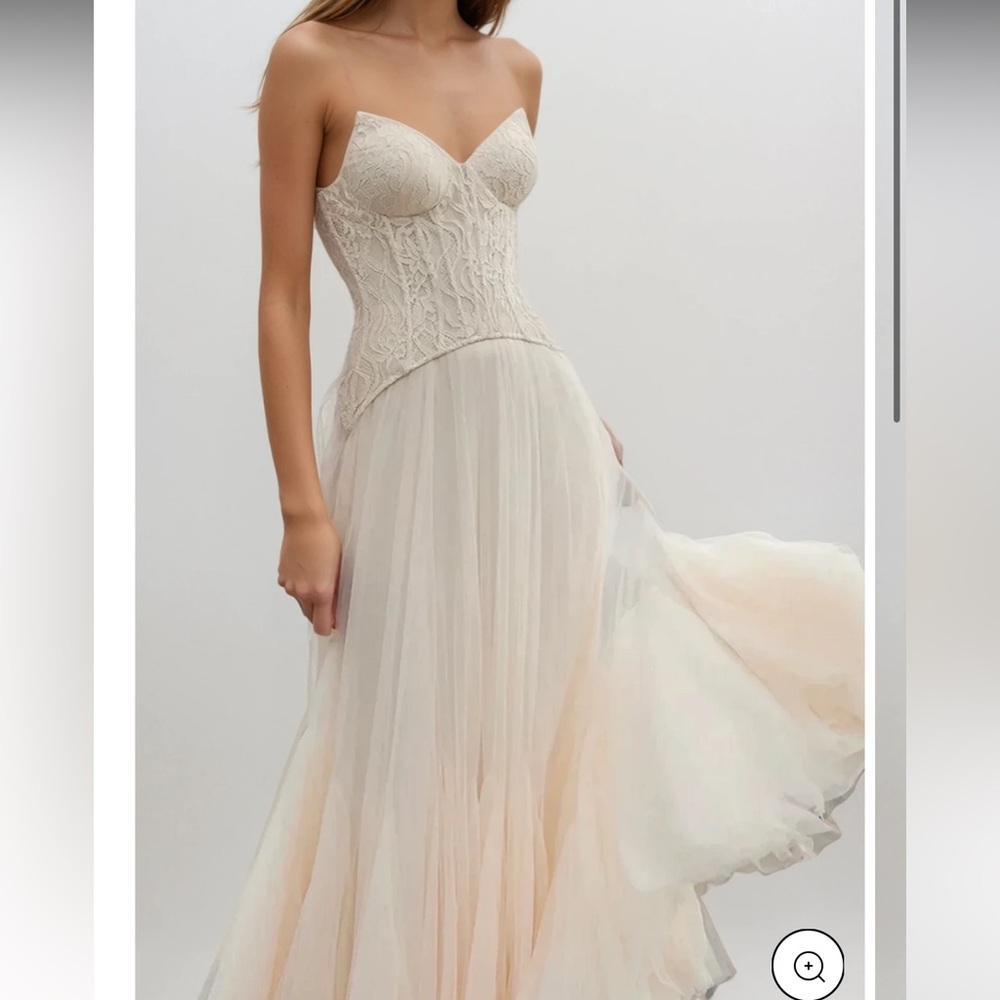 Beppe Lace Corset Tulle Dress In Cream